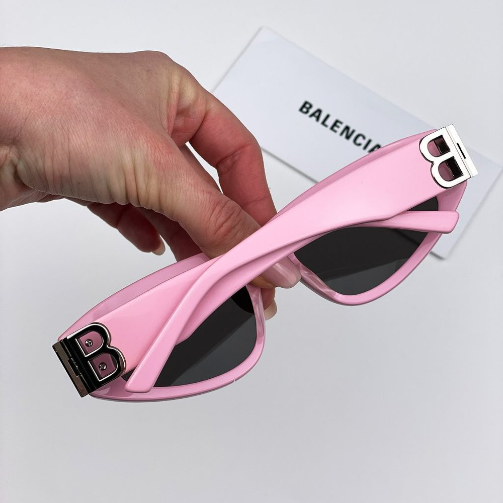 Balenciaga BB0095S 013 BRAND NEW Suglasses Light Pink Silver Grey Cat Eye Unisex - Picture 3 of 15
